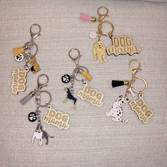 Dog Mama Purse Charm Keychains NWT Various Dog Breeds Pick One - Picture 1 of 8